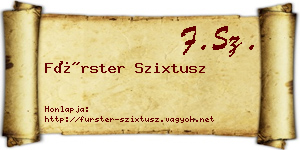 Fürster Szixtusz névjegykártya